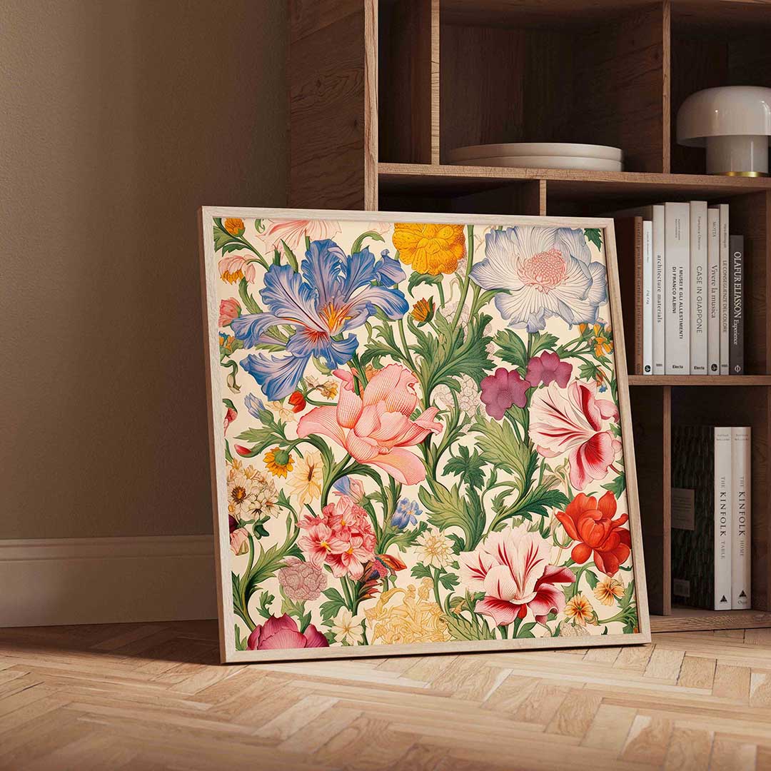 Bloemenpracht – geïllustreerde wandkunst als vierkante poster