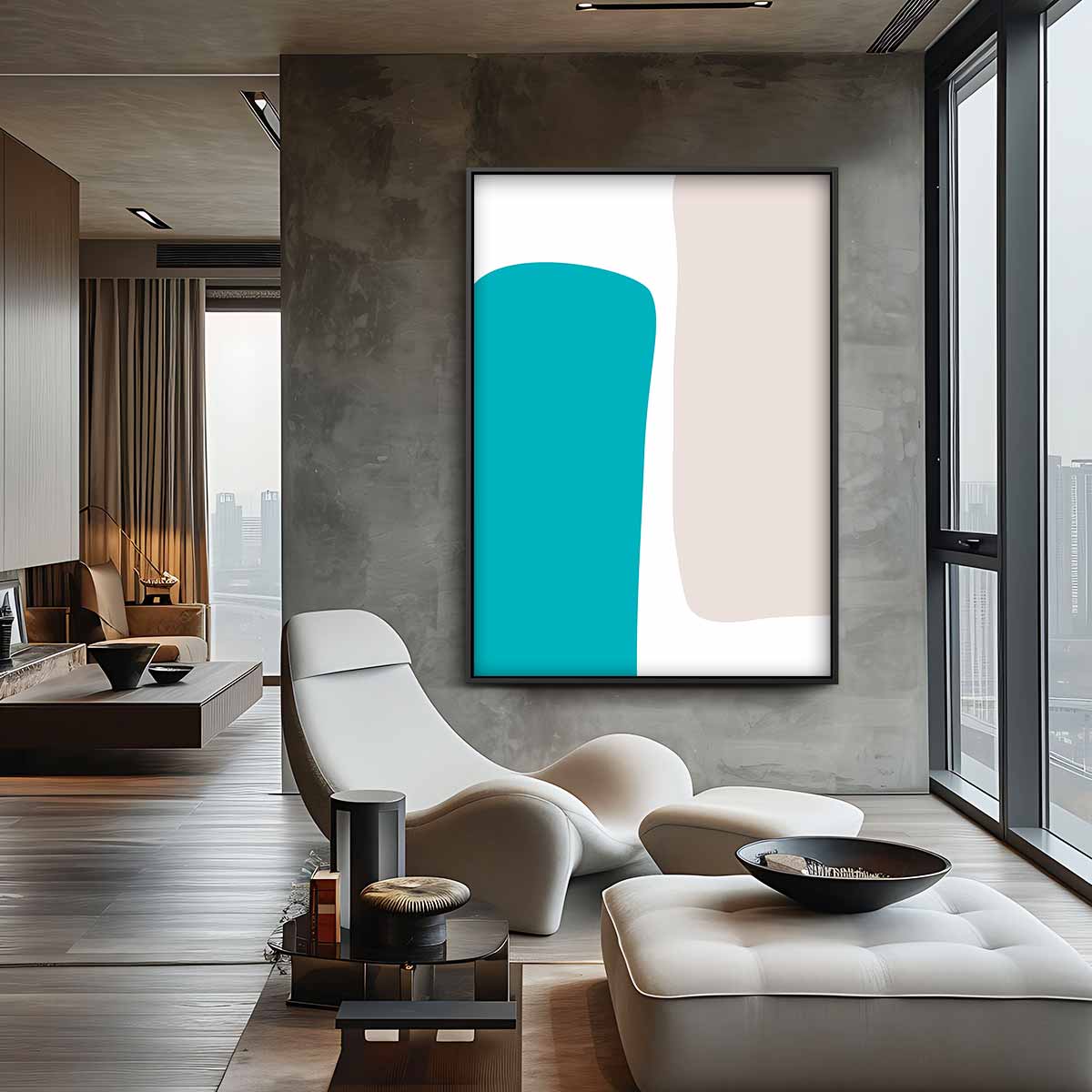 Vloeiende Vormen Duet – canvas wanddecoratie in portret formaat