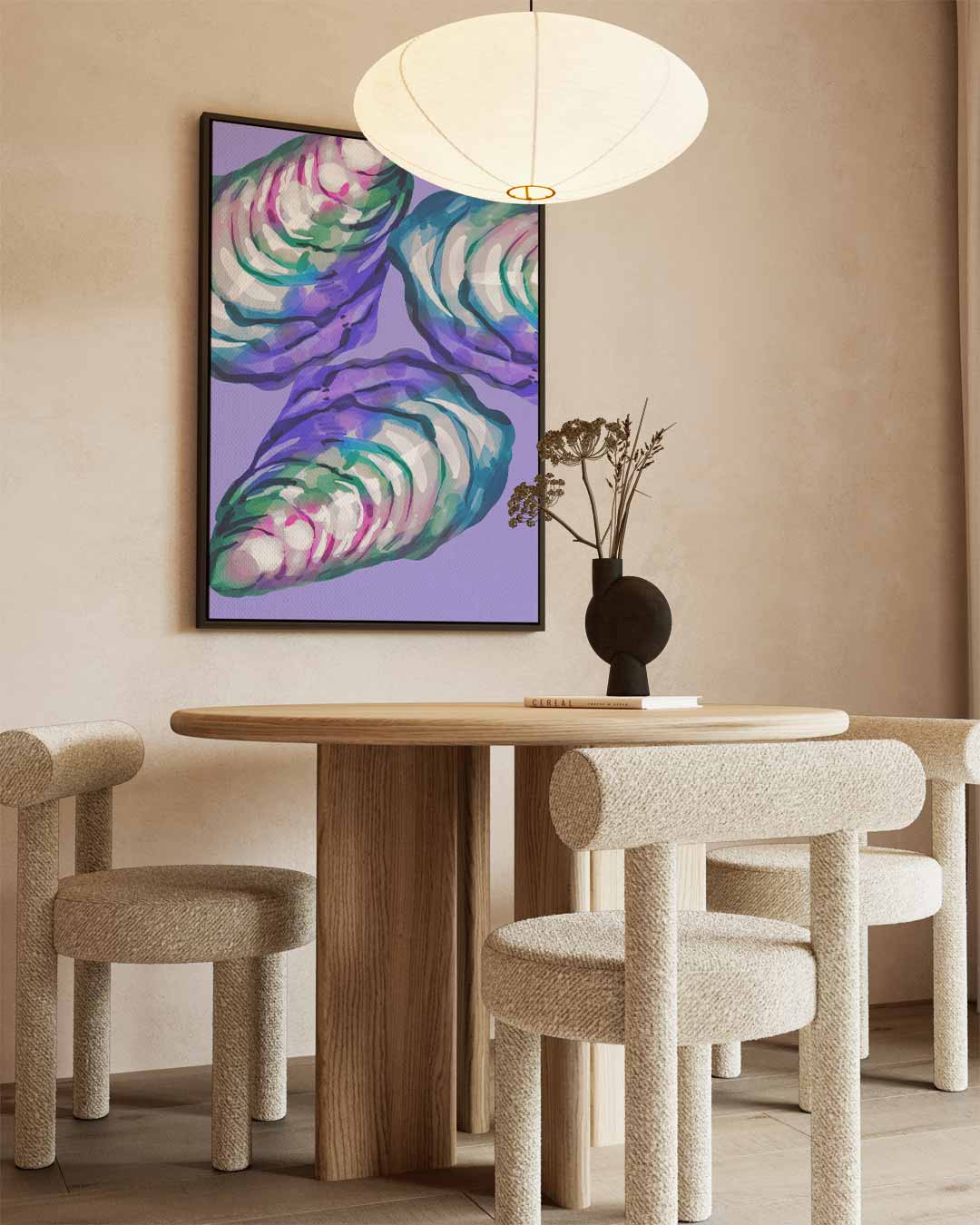 Kleurrijke Abstracte Oesters – dibond kunstwerk als wanddecoratie