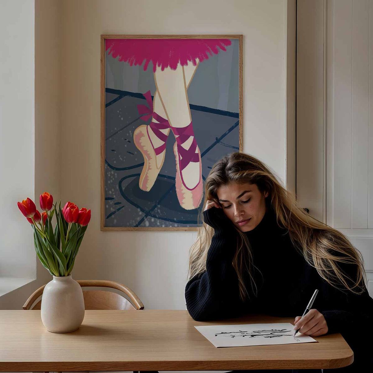 Elegante Ballerina Puntschoenen – zomer poster als frisse staande wanddecoratie