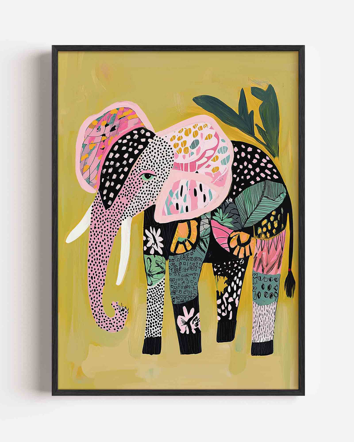 Olifant met kleurrijke patronen – dieren portret poster als wanddecoratie
