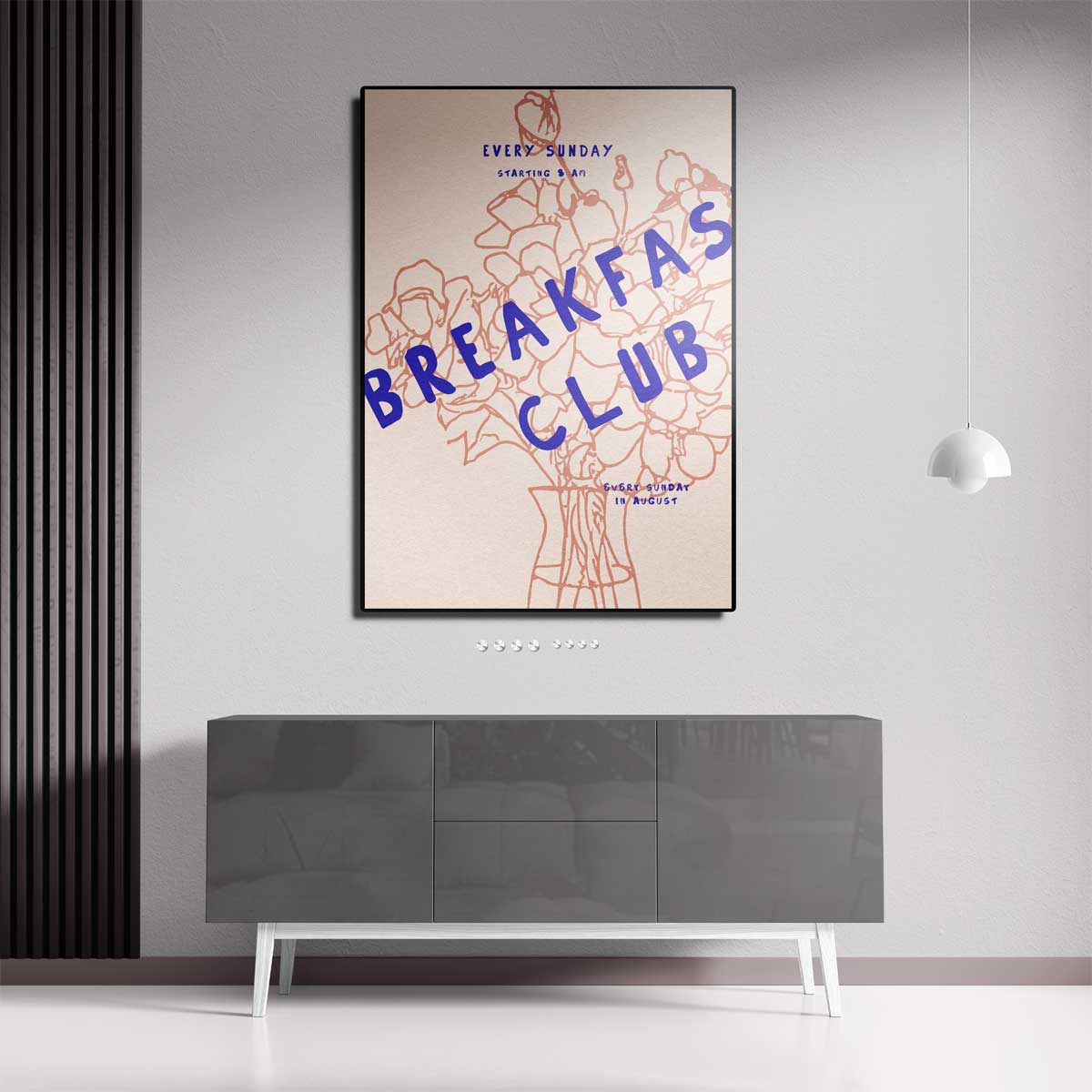 Breakfast Club Zondagochtend Poster – staande wandkunst voor woonkamer of interieur