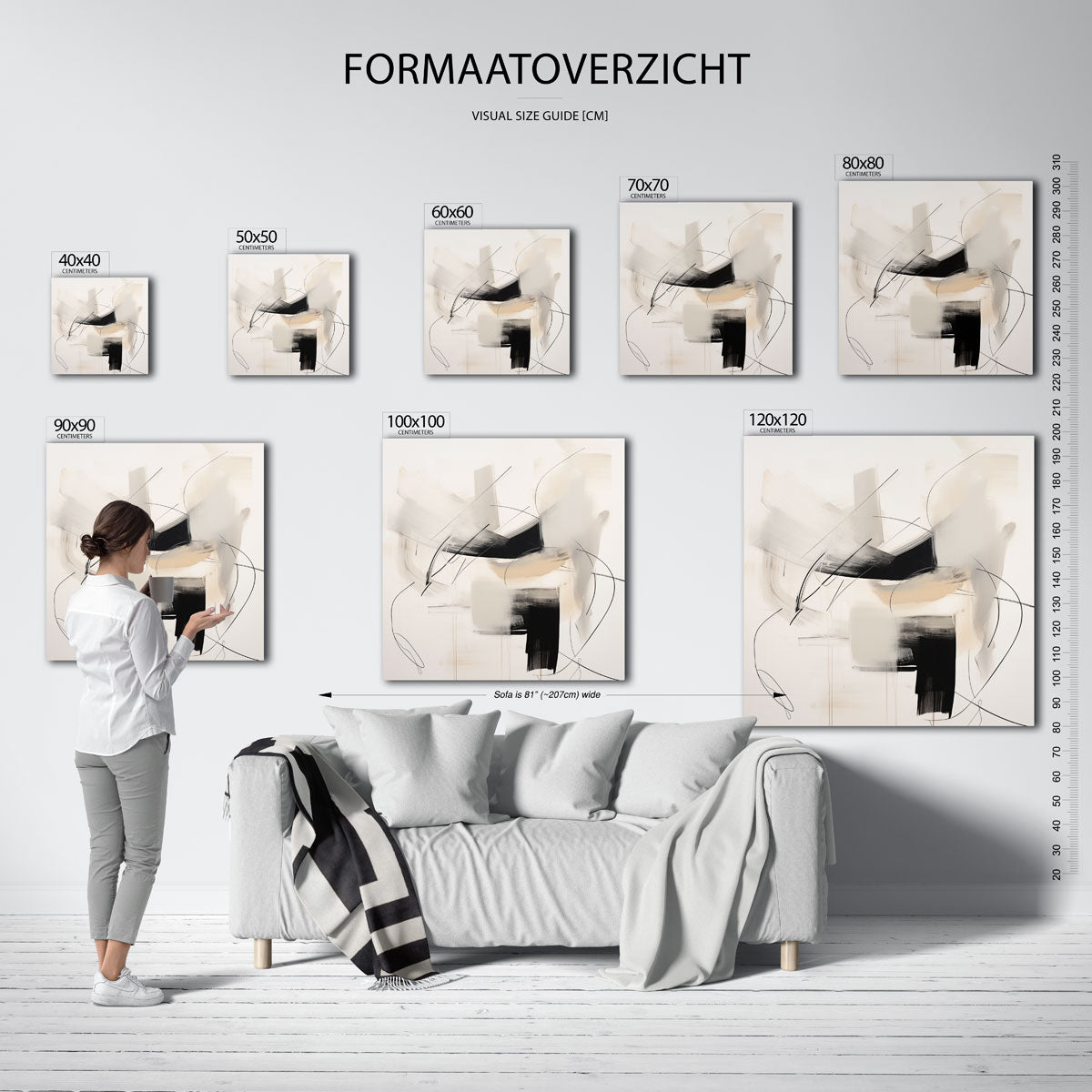 Abstracte lijnen en vlakken – vierkante muurposter met kleurrijke vormen