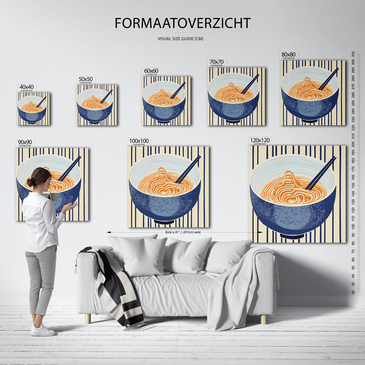 Kom met noedels – vierkante muurposter voor keuken of eethoek