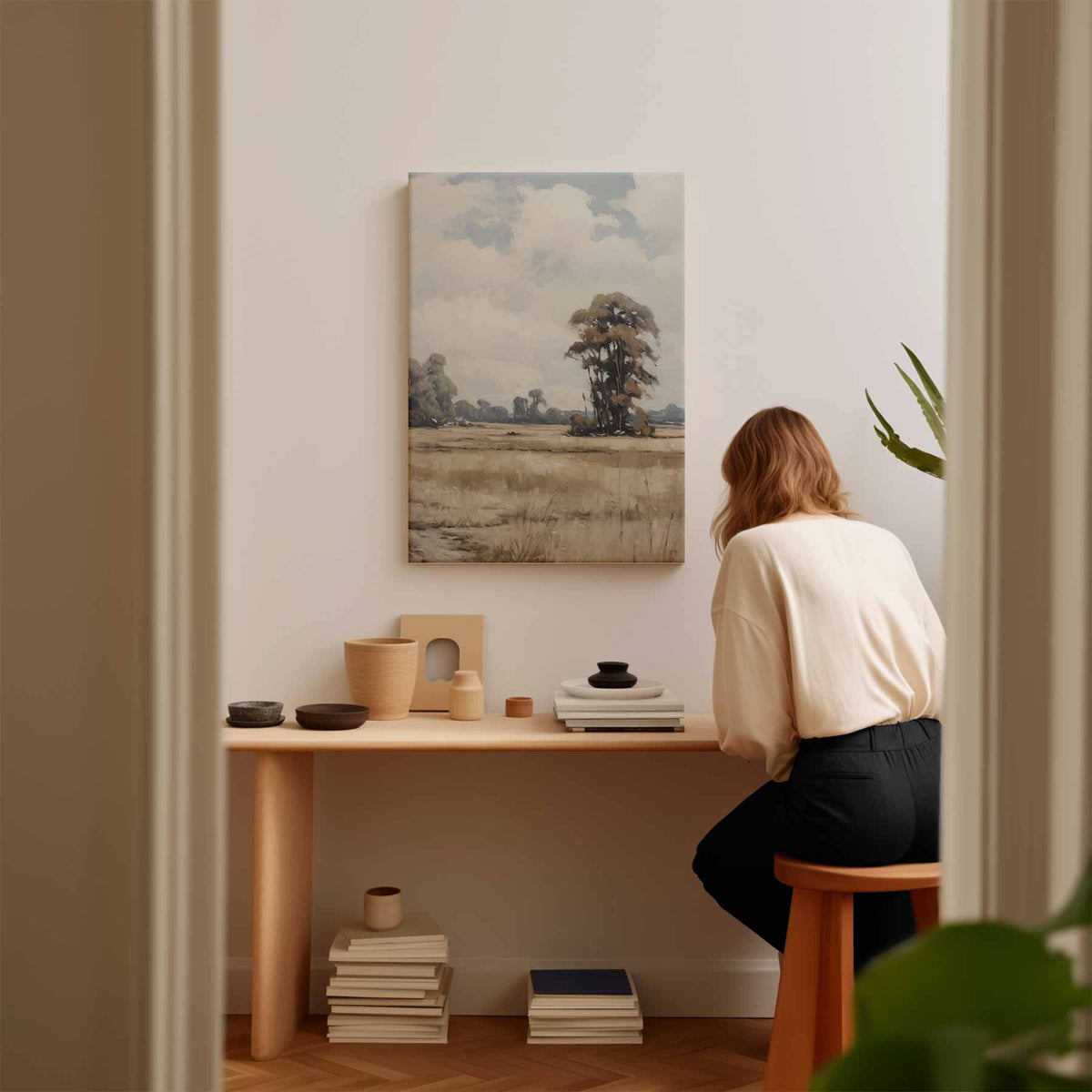 Zomerlandschap in Vervagende Tinten – staande wandkunst voor woonkamer of interieur