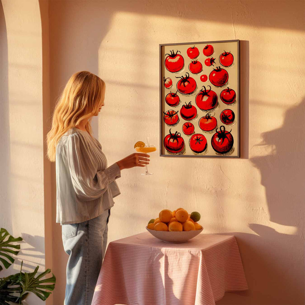 Sfeervolle Tomaten Illustratie – keuken poster als sfeervolle staande wanddecoratie