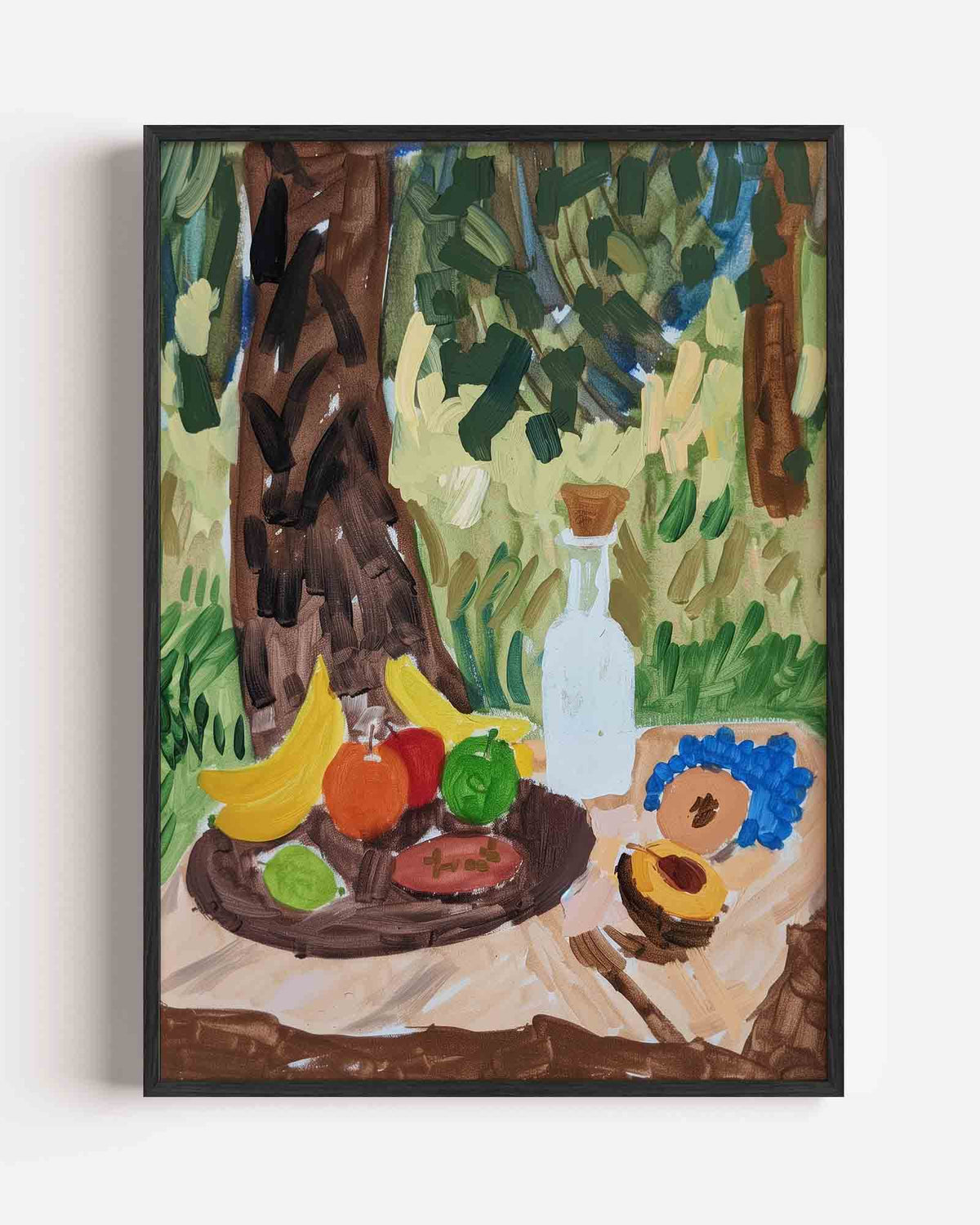 Fruit en fles – hedendaagse illustratie portret poster als wanddecoratie