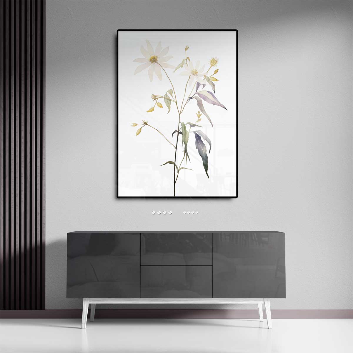 Zachte Bloemenpracht in Waterverf – staand kunstwerk voor modern interieur
