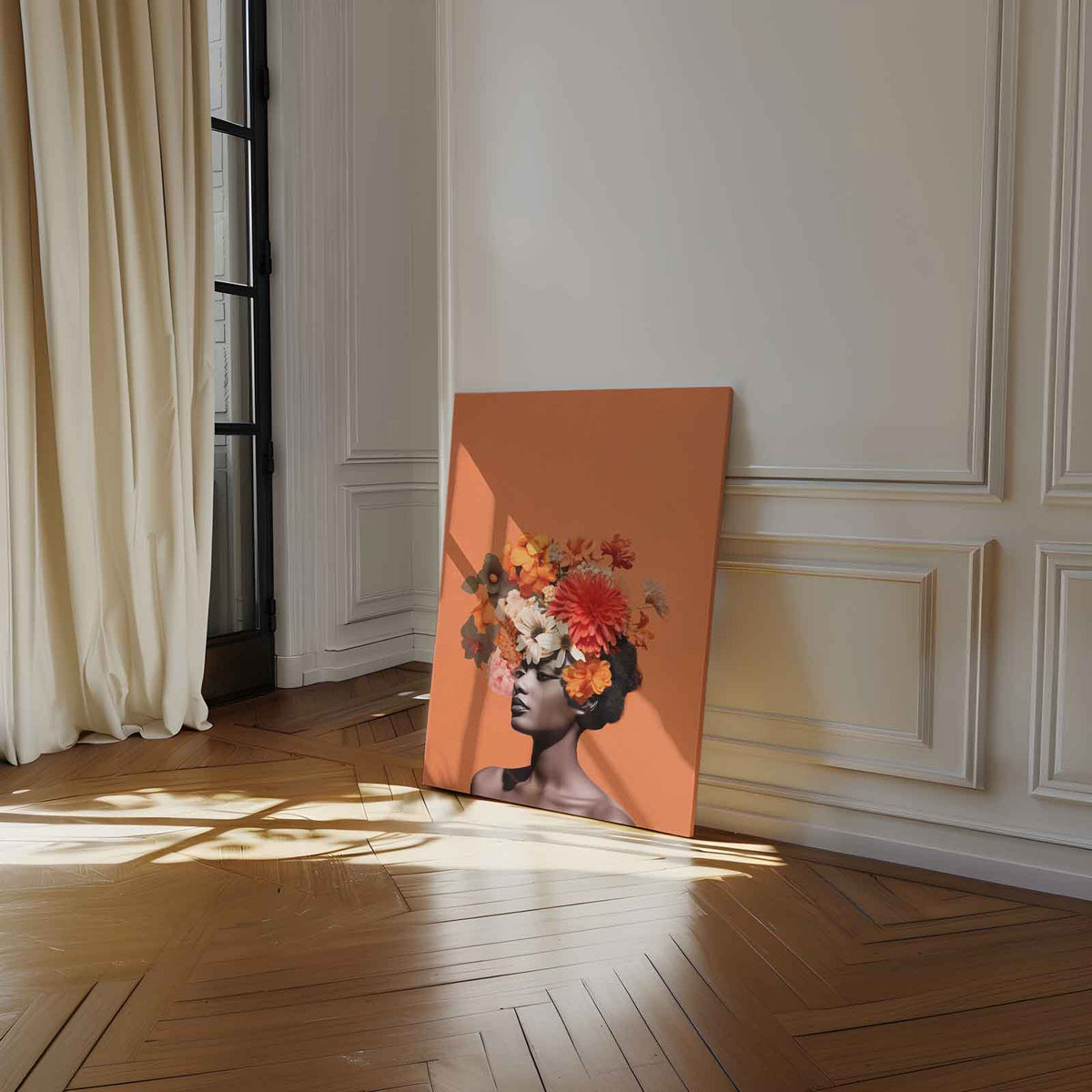 Bloemenfantasie Portret – staand kunstwerk voor modern interieur