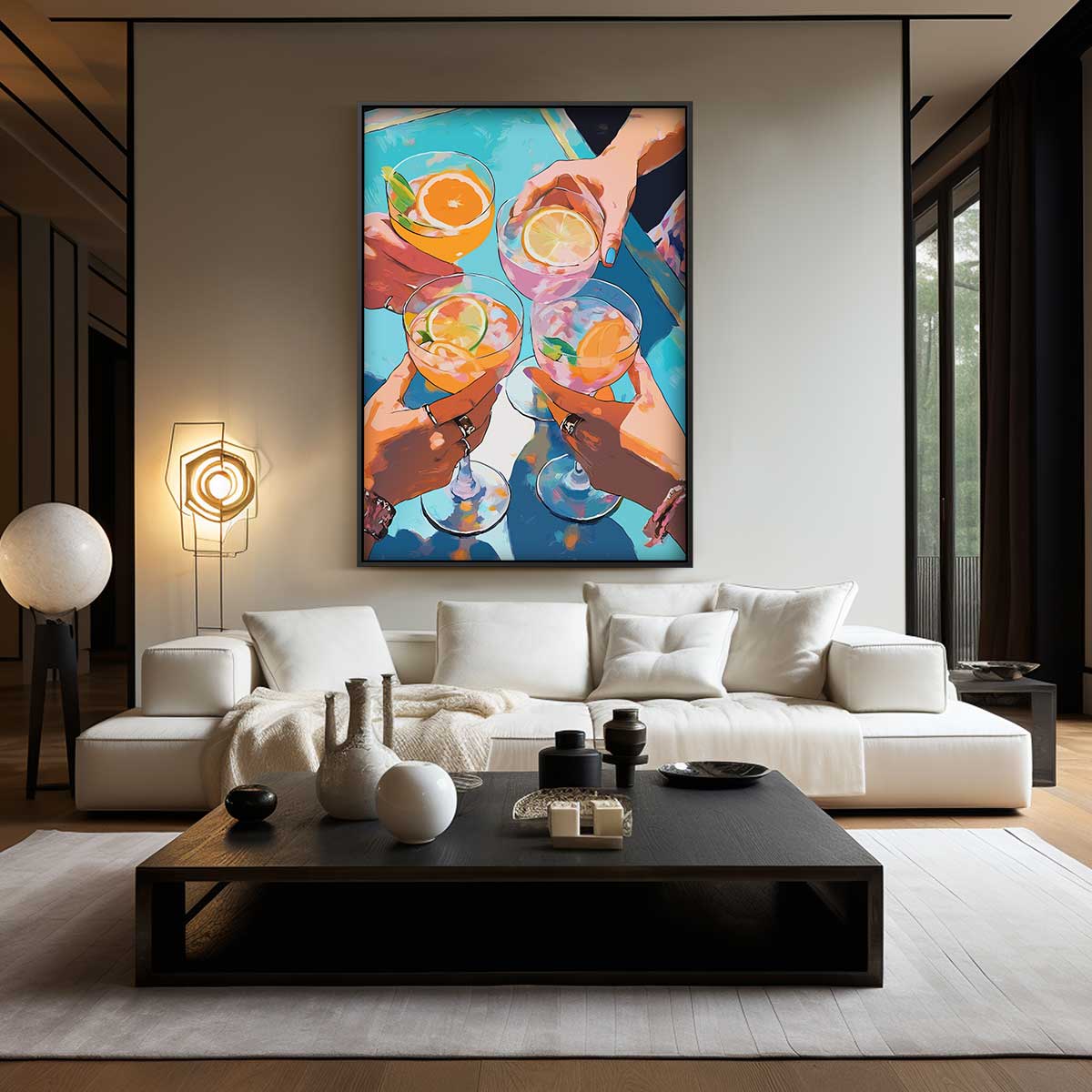 Vrolijke Toast Illustratie – kunstwerk met zwarte baklijst