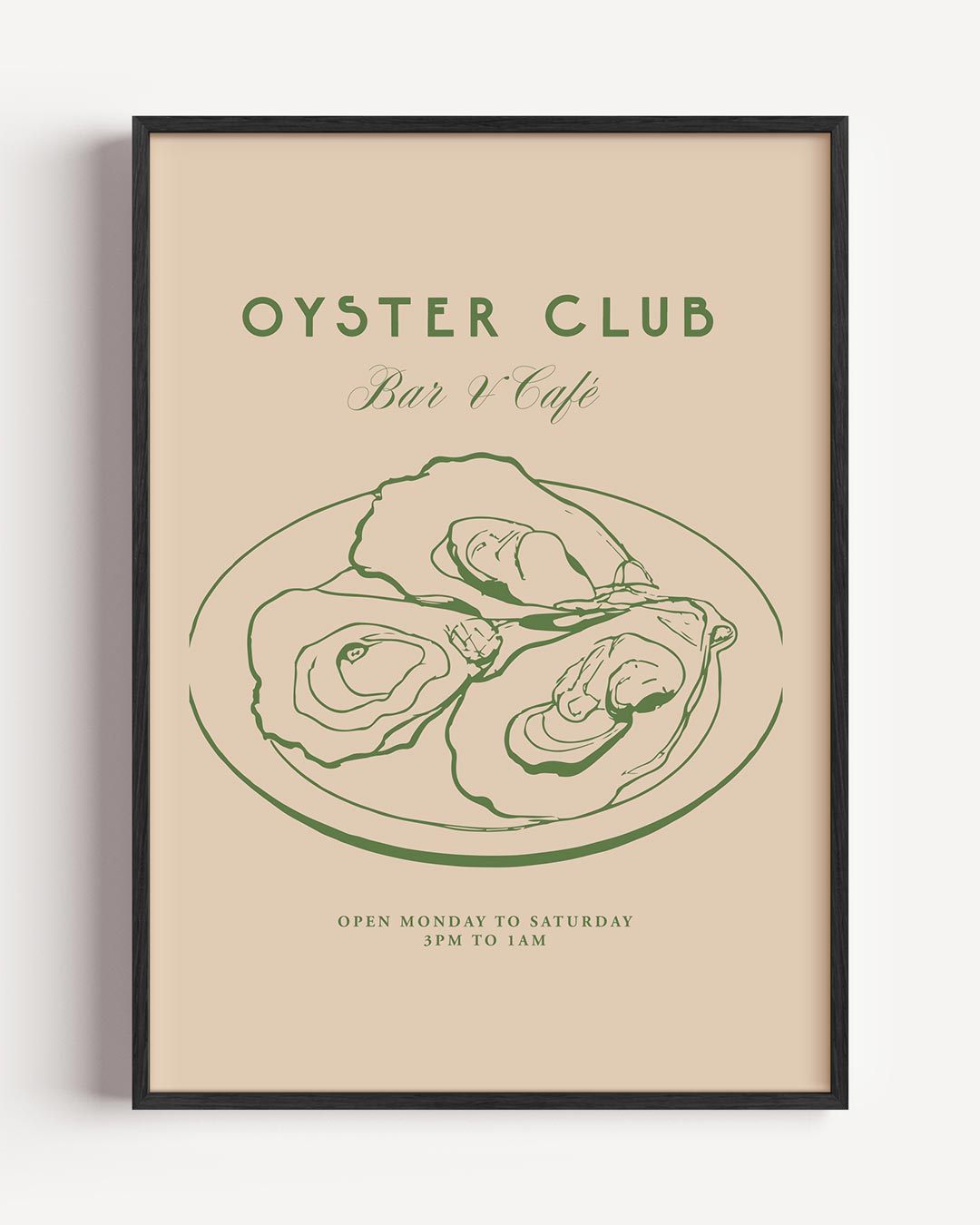 Elegante Oyster Club – College Club portret poster als wanddecoratie