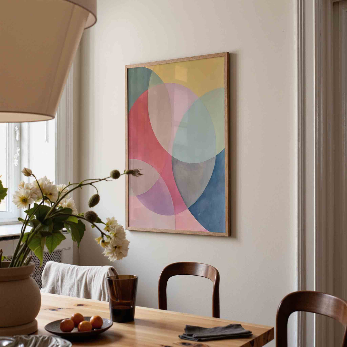 Abstracte cirkels – eigentijdse illustratie poster in staand formaat