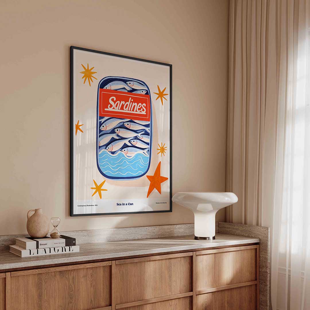 Sardines in blik – urban poster in staand formaat
