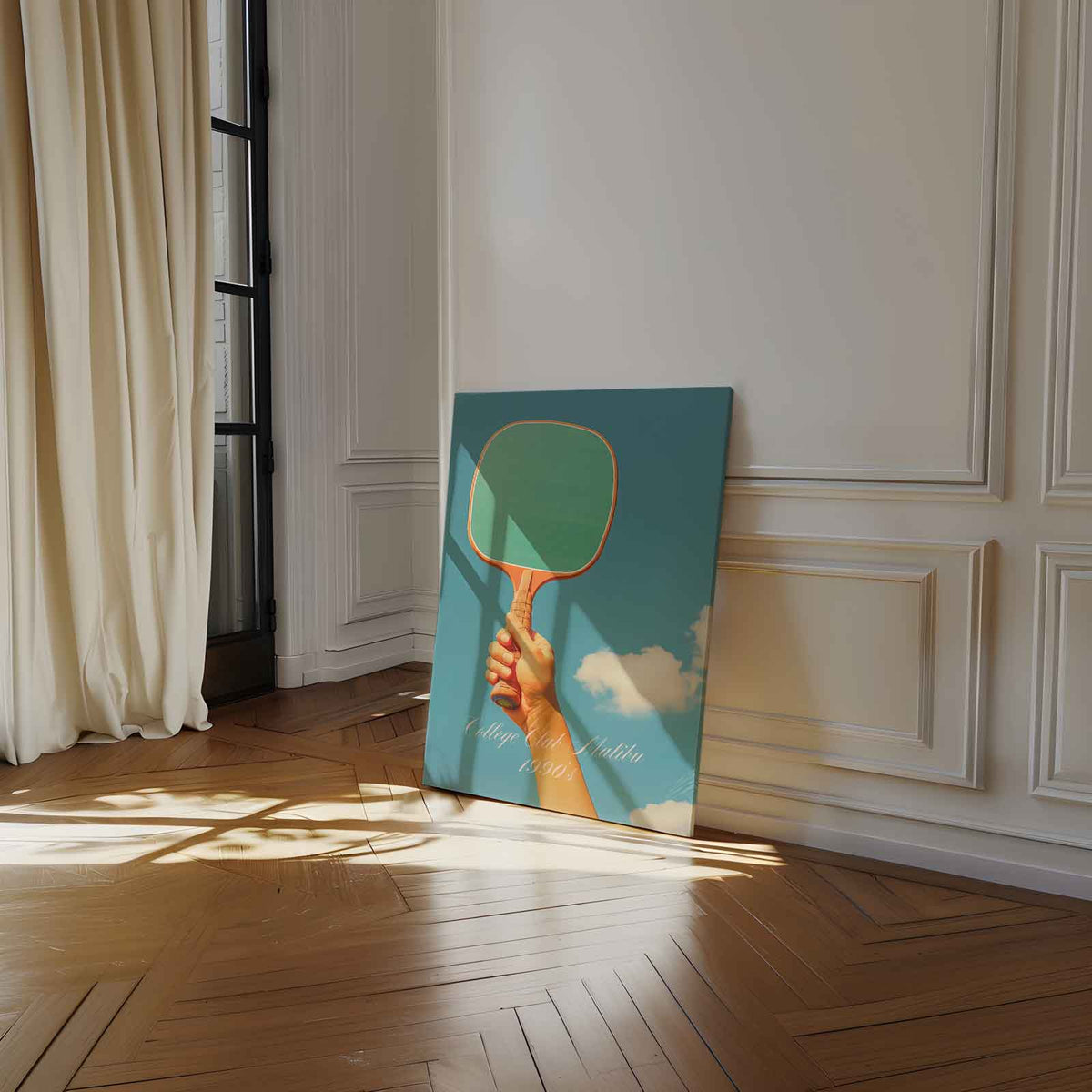 Vintage Tennis Racket – dibond wanddecoratie in staand formaat