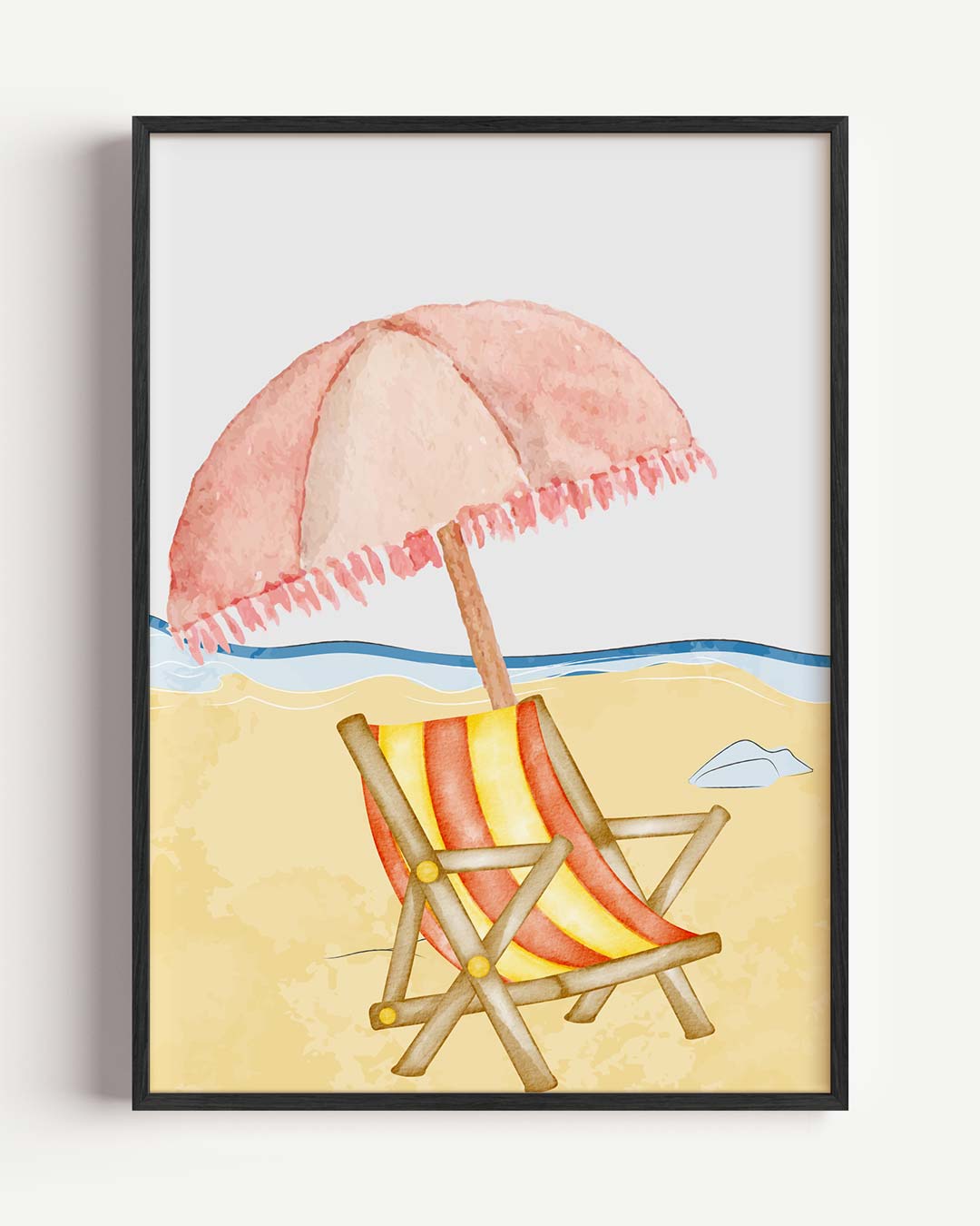 Strandstoel met Parasol – zeedieren portret poster als wanddecoratie