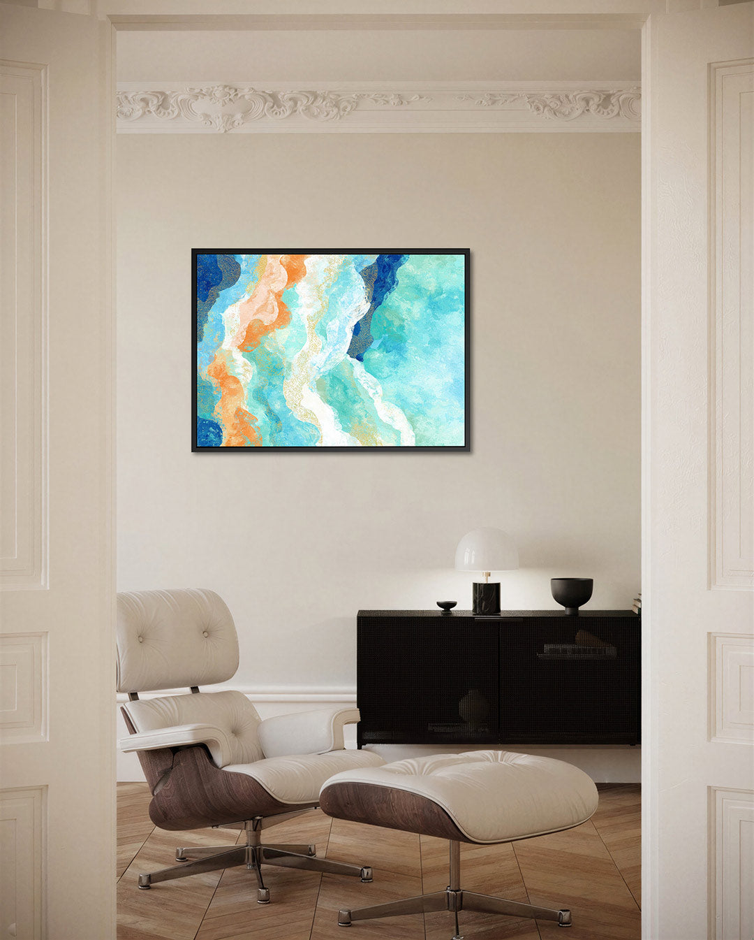 Golvende kleurencompositie – Golvende – liggende wanddecoratie