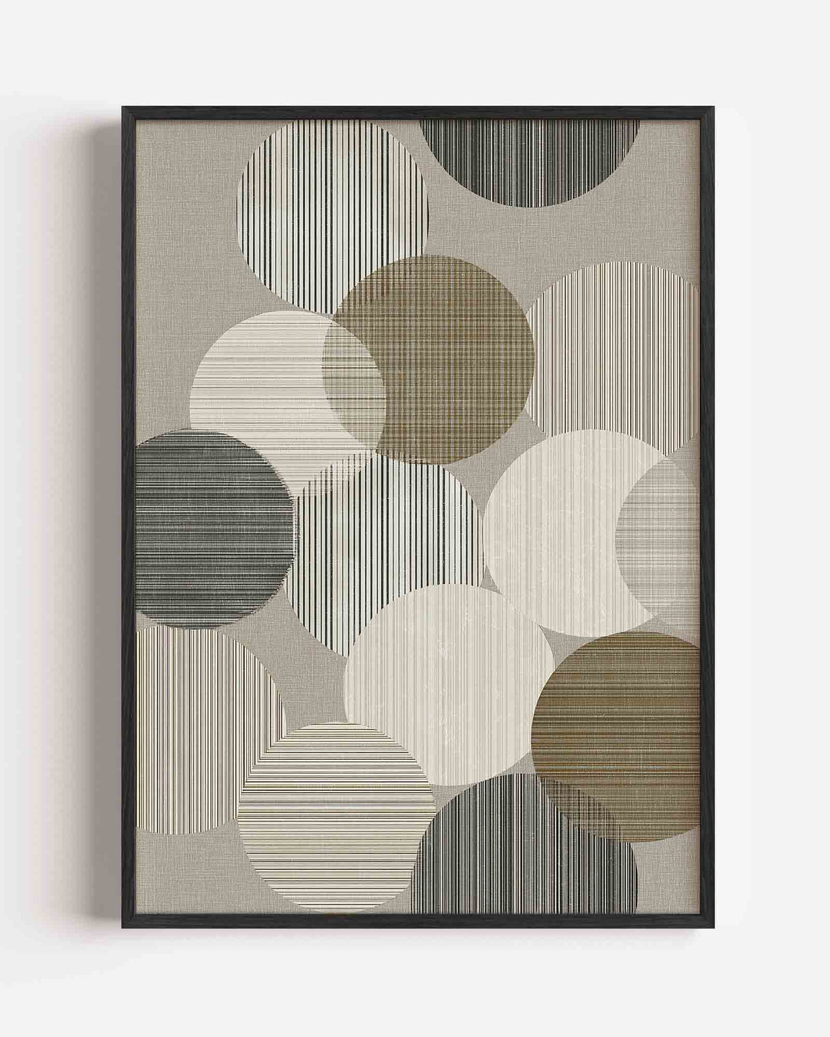 Gestreepte cirkels – abstracte portret poster als wanddecoratie