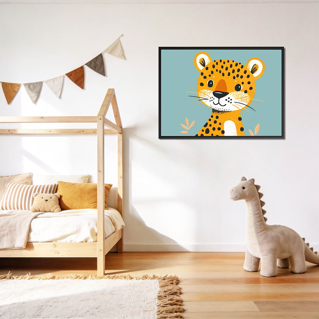 Vrolijke luipaard illustratie – Illustratie – op canvas, dibond of plexiglas
