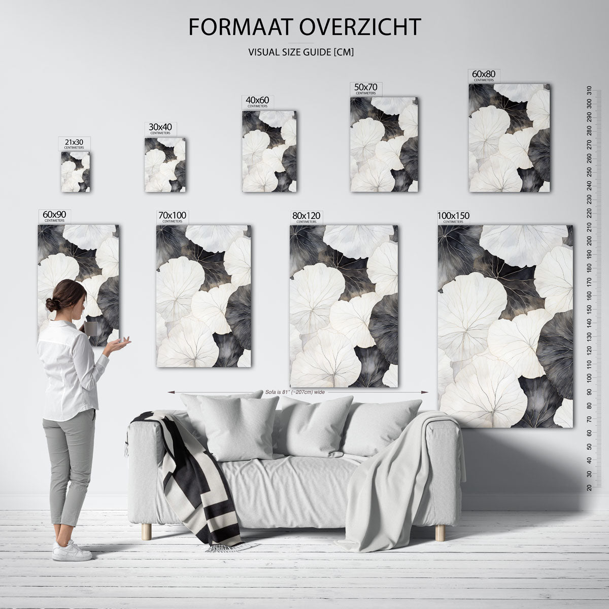 Bladeren patroon – staande muurposter met zachte abstracte vormen