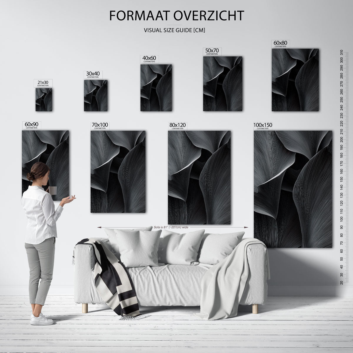 Golvende lijnen – staande muurposter met abstracte vormen