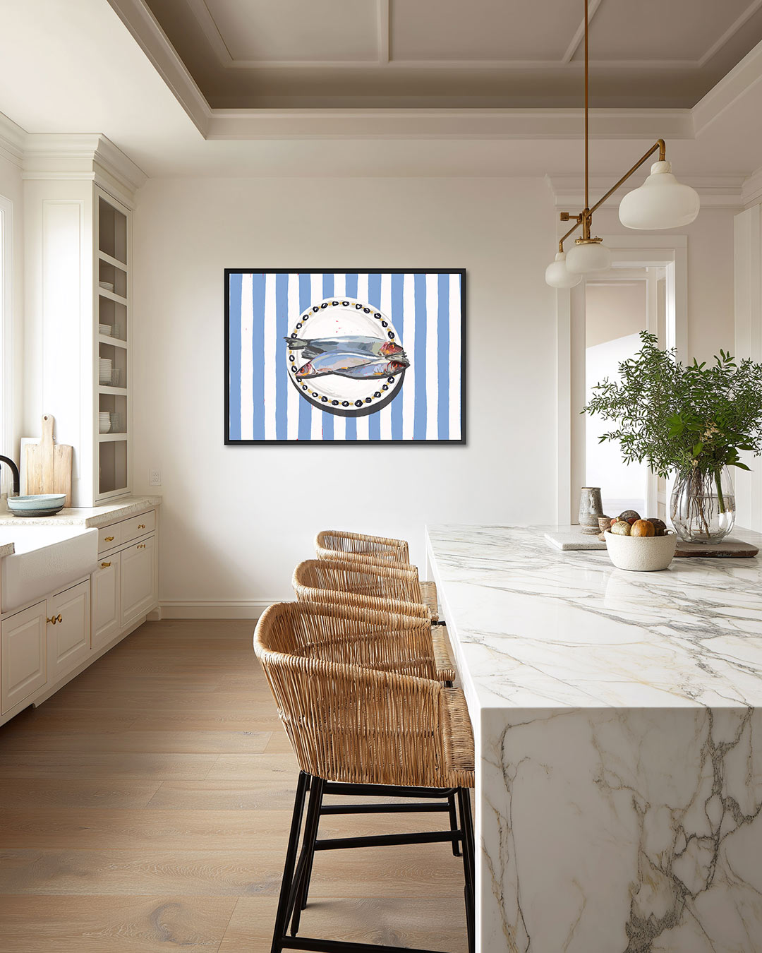Gestreepte vis compositie – liggende wanddecoratie
