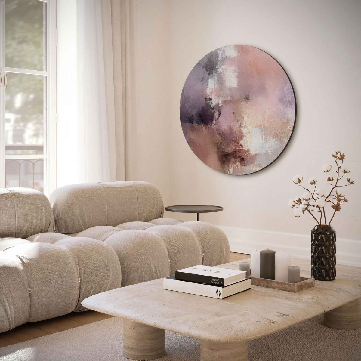 Abstracte pastel – moderne abstracte muurcirkel voor aan de muur