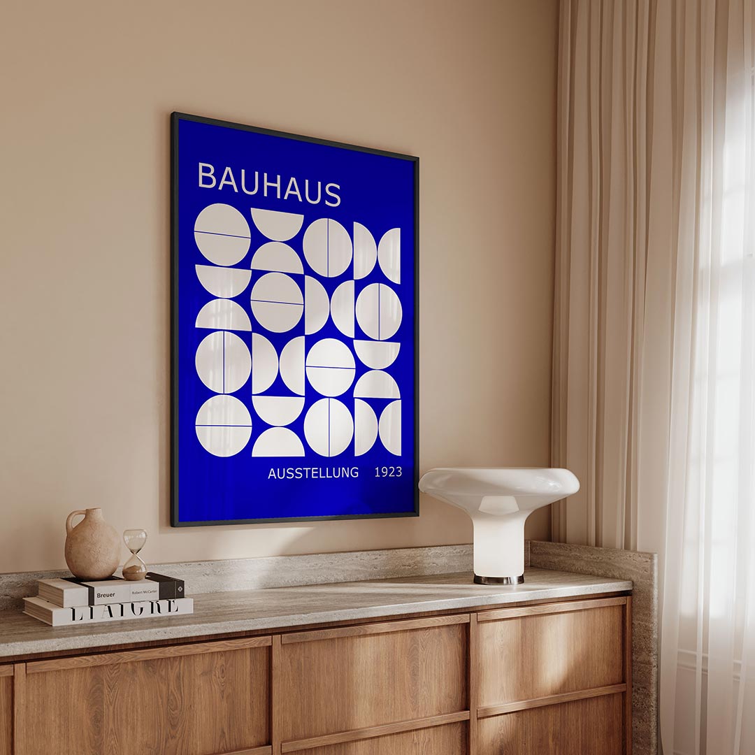 Vormritme en kleur – geometrische Bauhaus poster in staand formaat