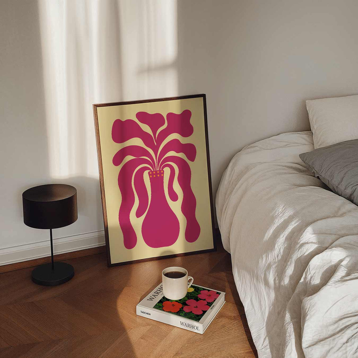 Speelse Vaasvorm Illustratie – staande bloemen wanddecoratie van WallArtistic