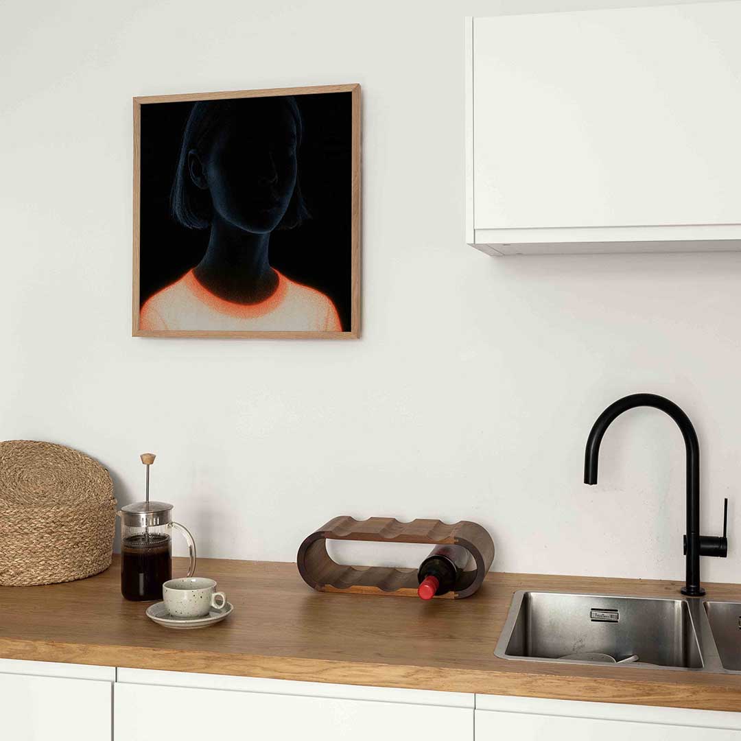 Silhouet met gloed – kleurrijke Pop Art poster in vierkant formaat