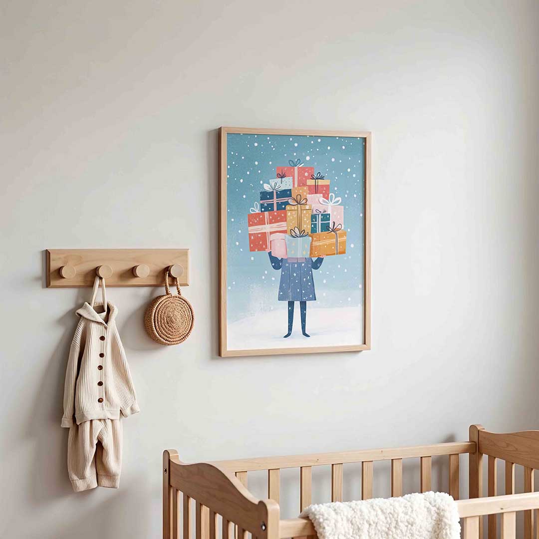 Stapeling van cadeaus – kinderposter in staand formaat