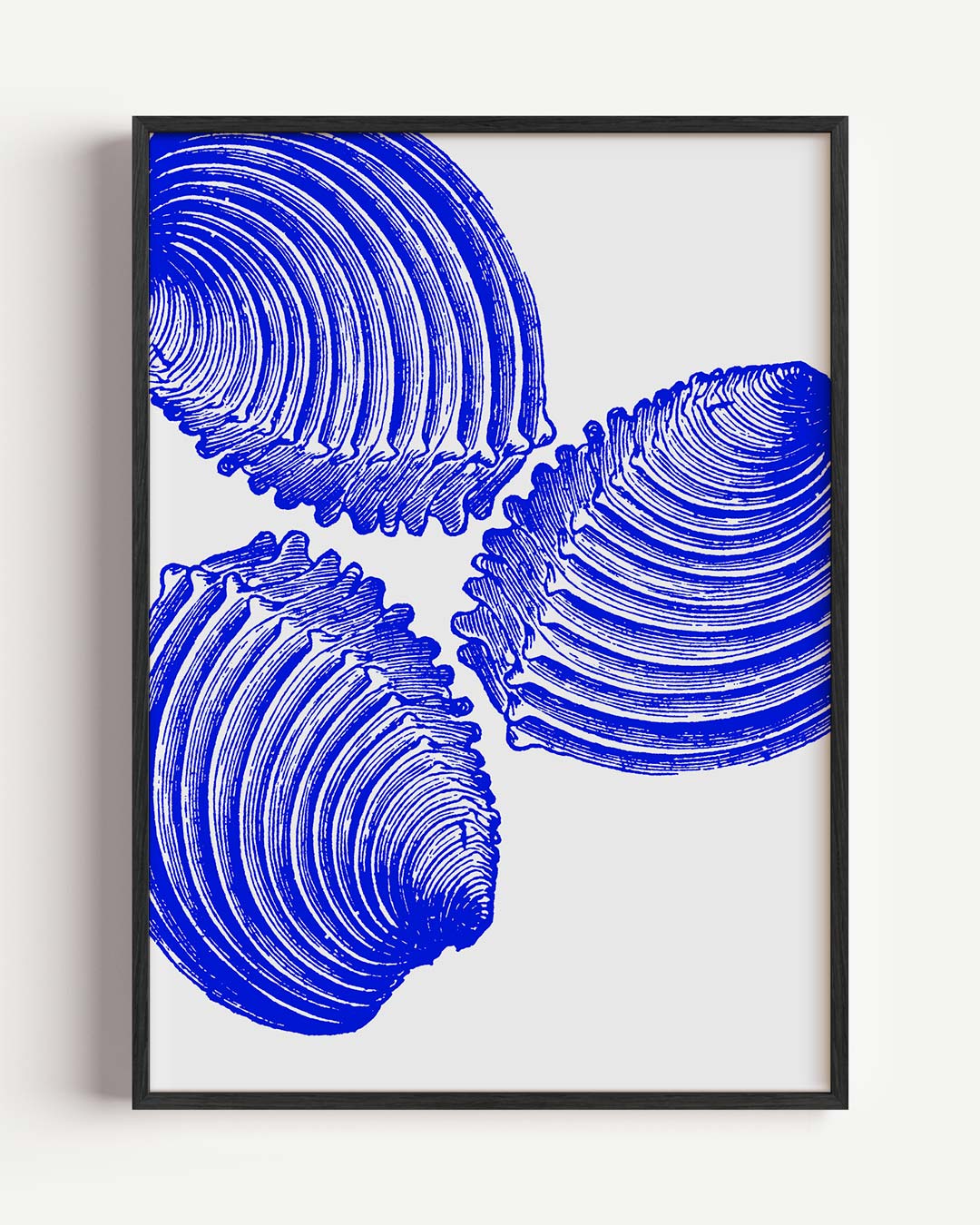 Moderne Blauwe Schelpenkunst – zeedieren portret poster als wanddecoratie
