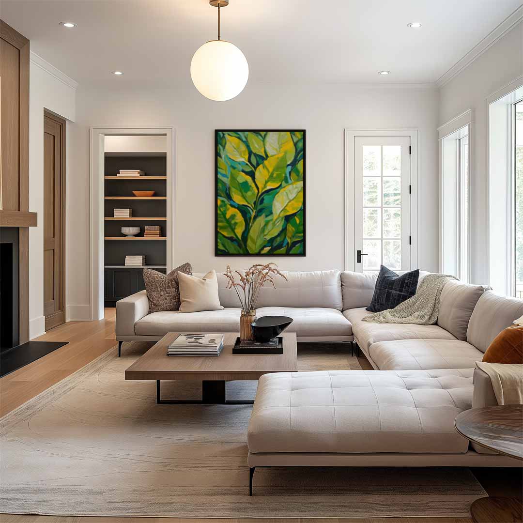 Groene Bladeren Sfeer – canvas wanddecoratie in portret formaat