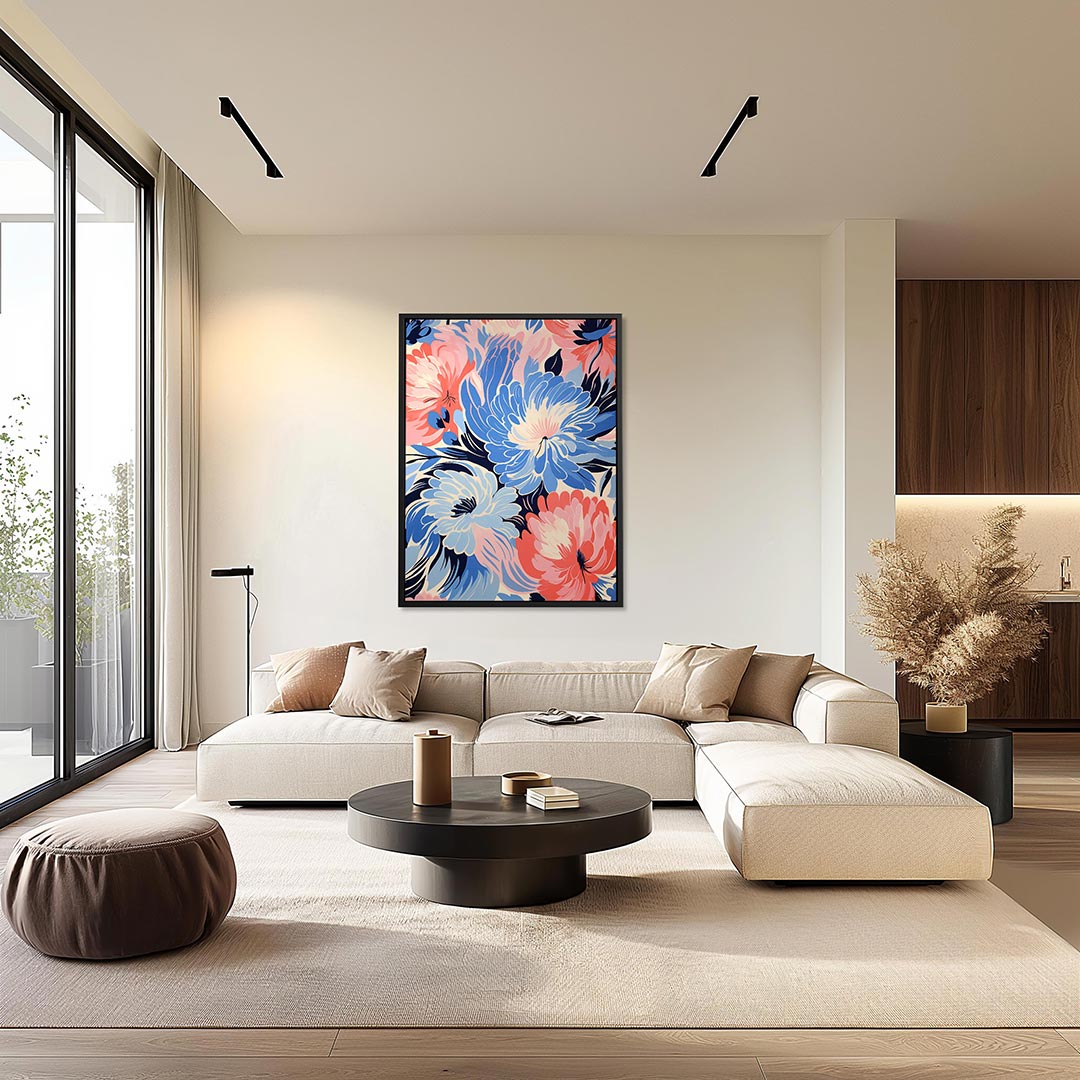 Bloemrijke kleurenpracht – kunstwerk als stijlvolle wanddecoratie