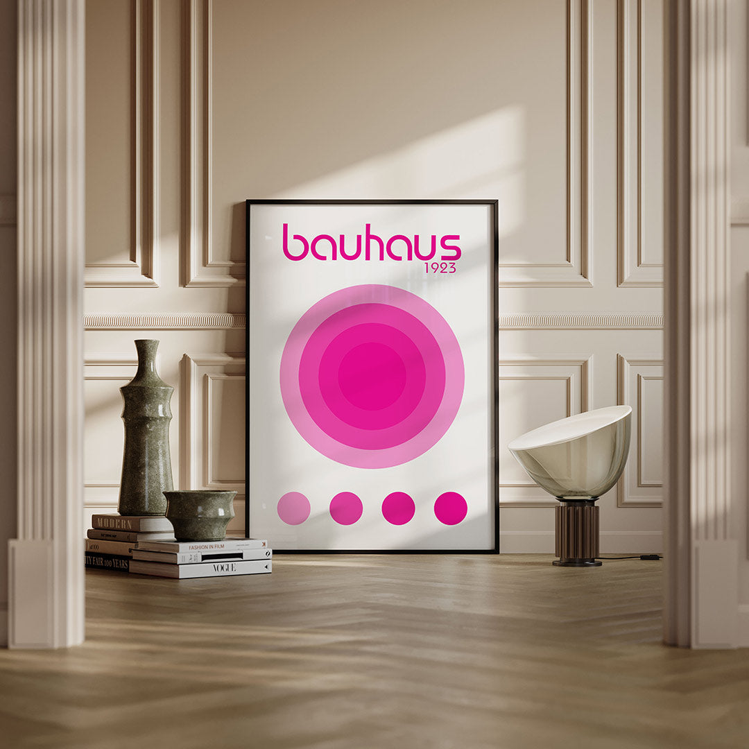 Cirkelvormen en kleur – moderne Bauhaus wandkunst als poster