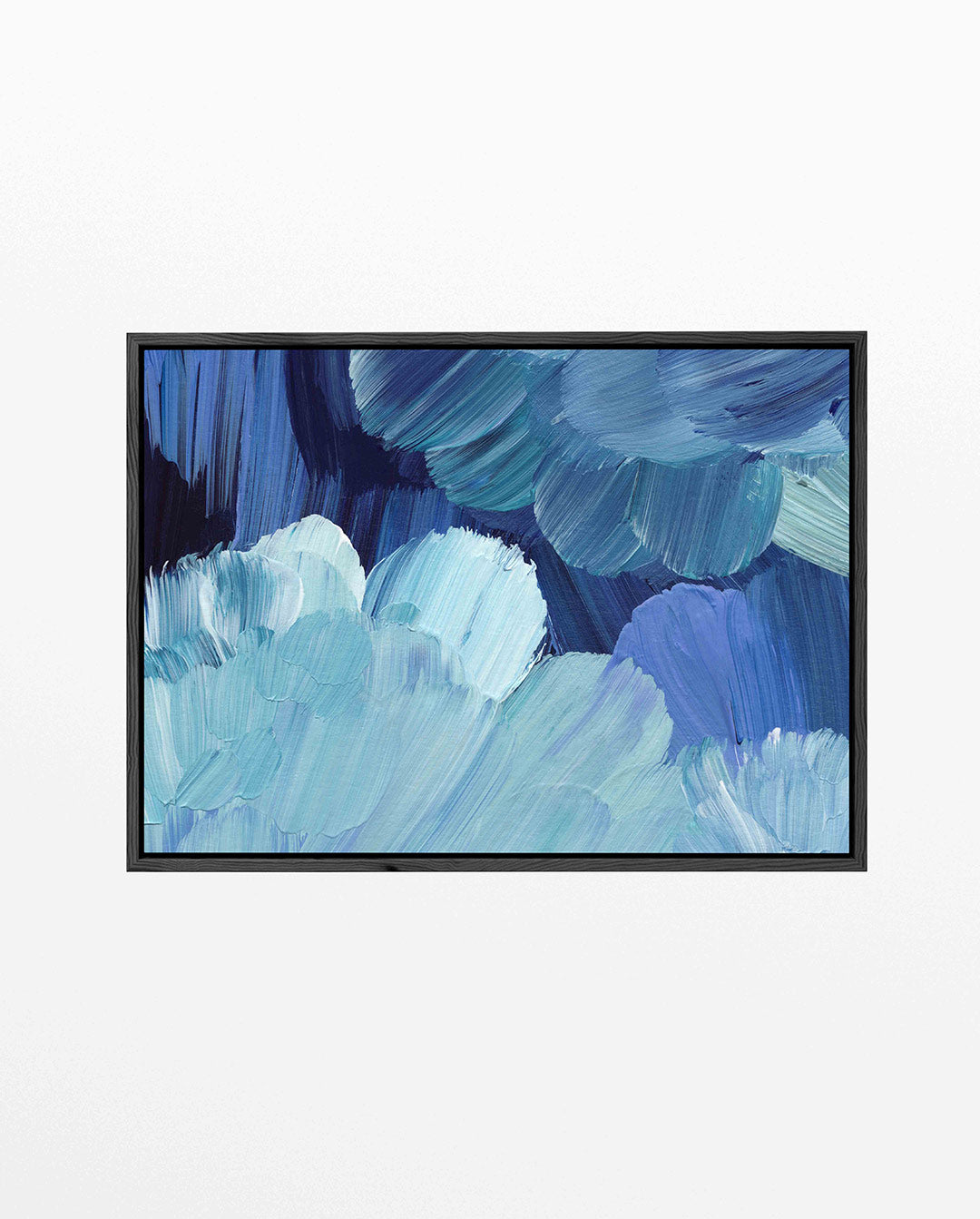 Dynamische blauwtinten – Creëren – liggend wanddecoratie kunstwerk