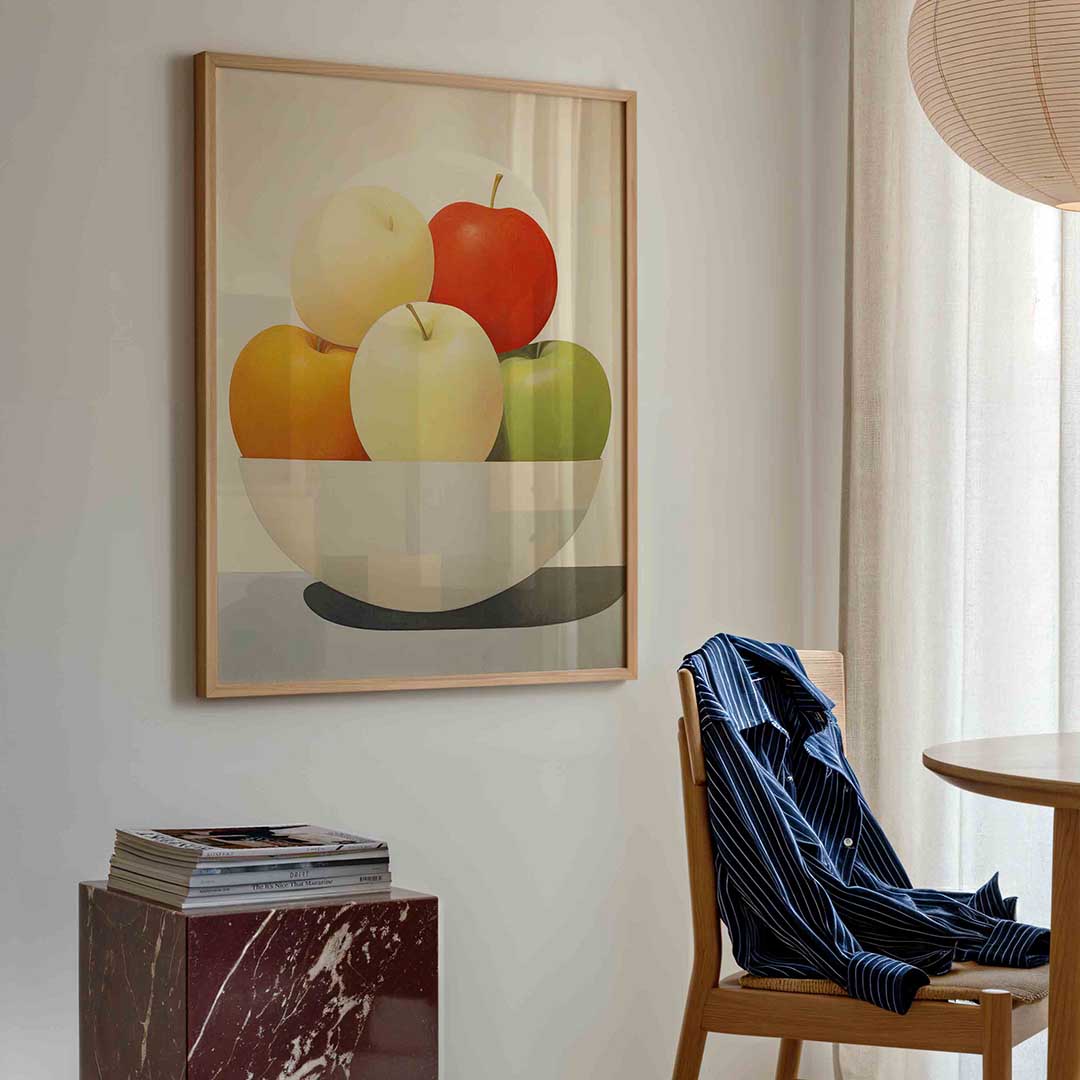 Fruit in schaal – kleurrijke illustratie poster in staand formaat