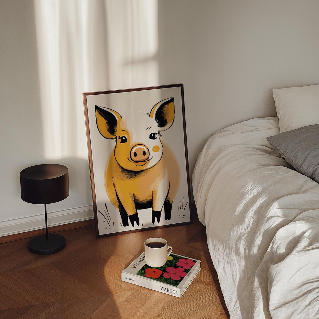 Vrolijke Varkenspracht – staande kinderkamer wanddecoratie van WallArtistic