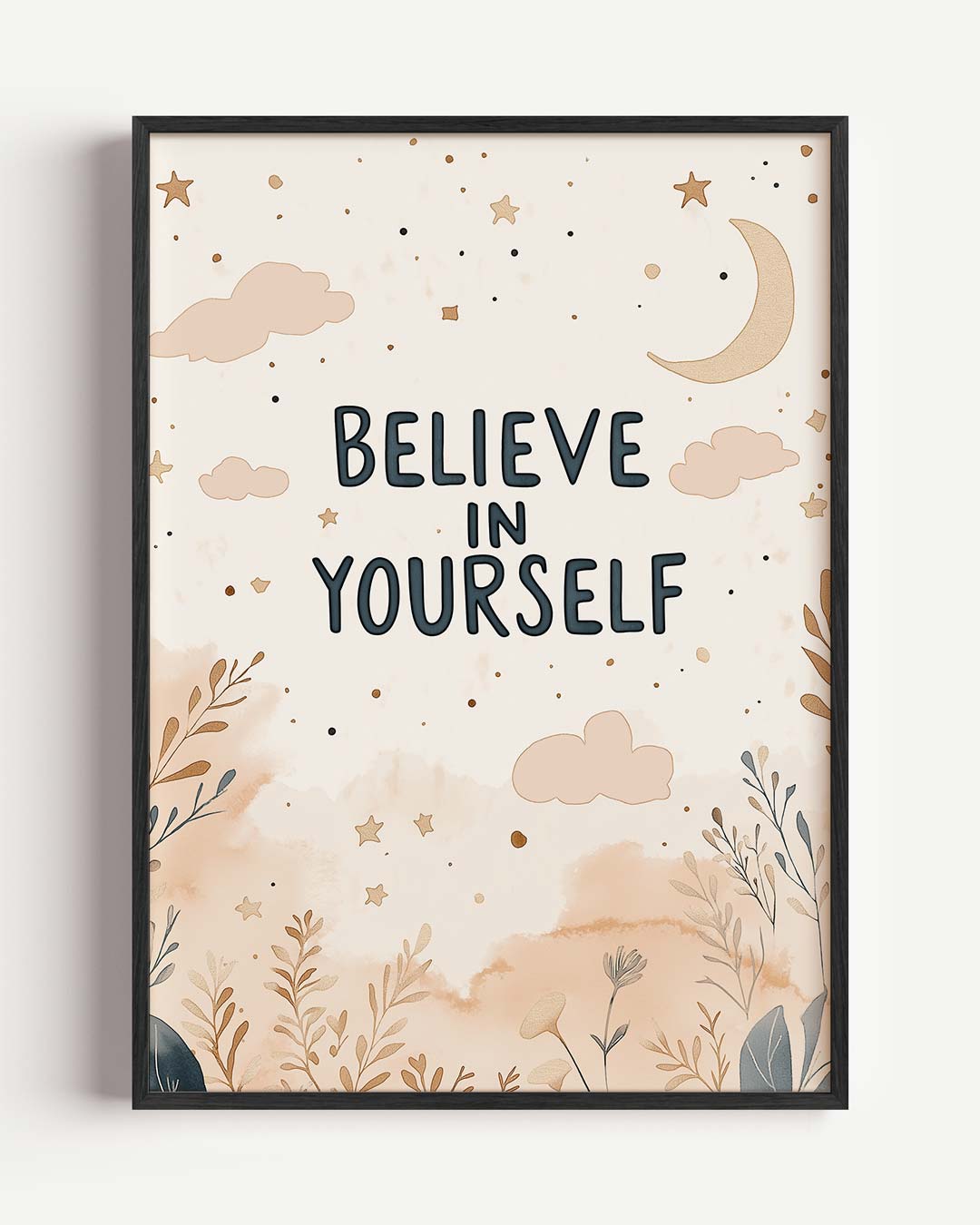 Inspirerende Poster - Believe in Yourself – kids portret poster als wanddecoratie