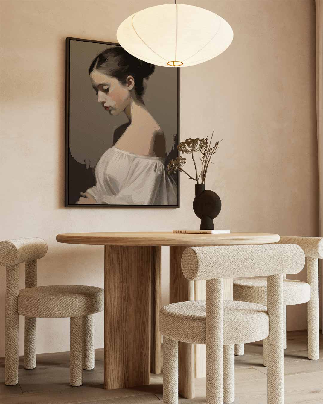 Dromerige Portretstudie – canvas wanddecoratie in portret formaat