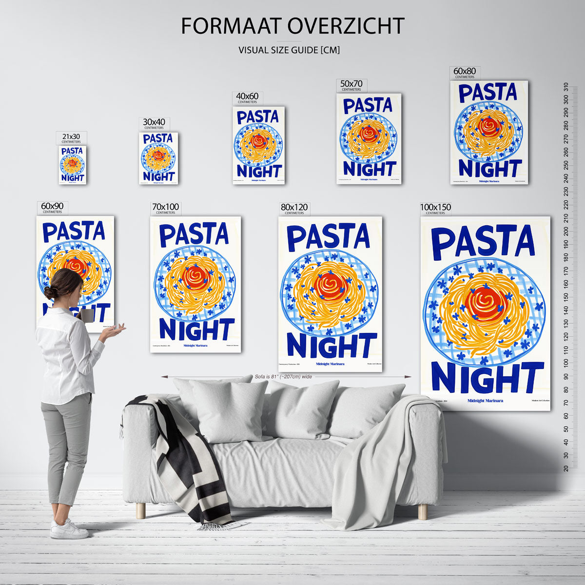 Pasta night – staande muurposter met Pop Art uitstraling