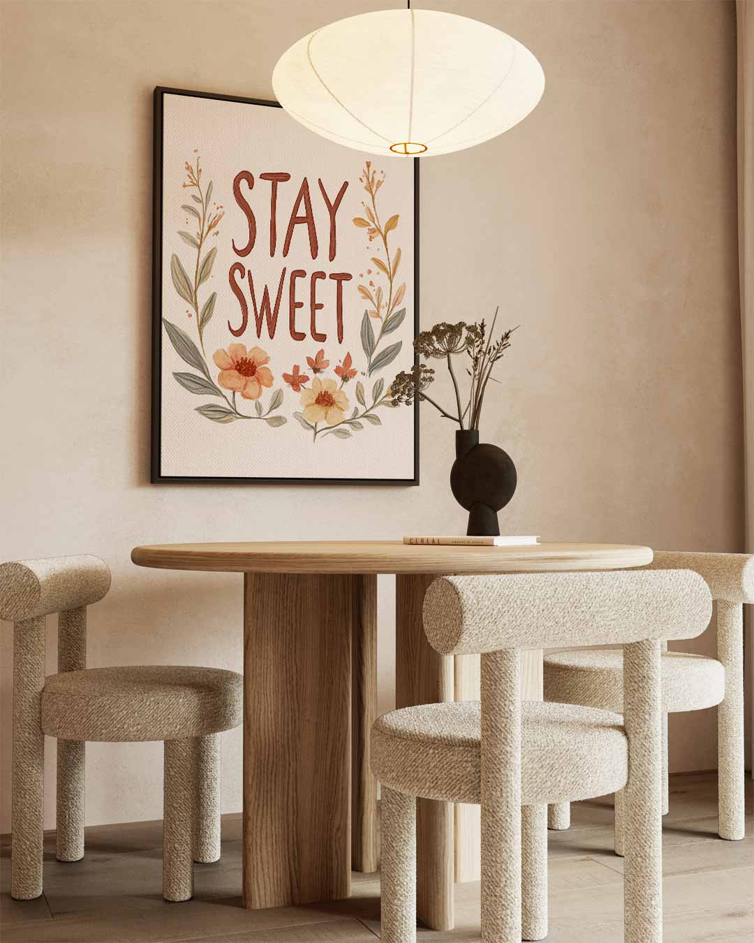 Stay Sweet Bloemenkunst – kunstwerk met zwarte baklijst