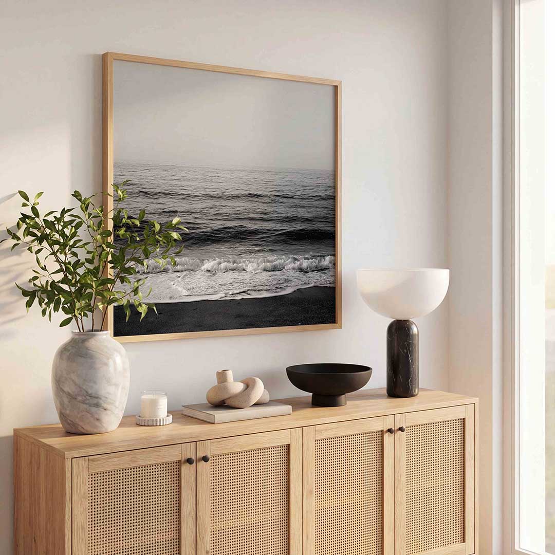 Golven en horizon – vierkante jungle wanddecoratie van WallArtistic