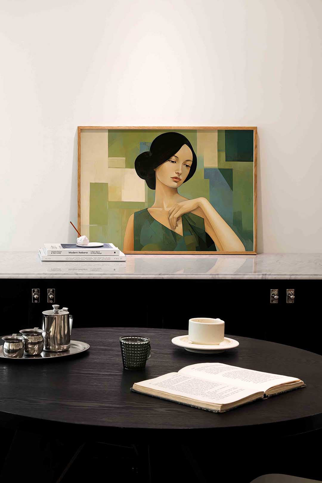 Vrouw met donkere haren – portret poster in liggend formaat