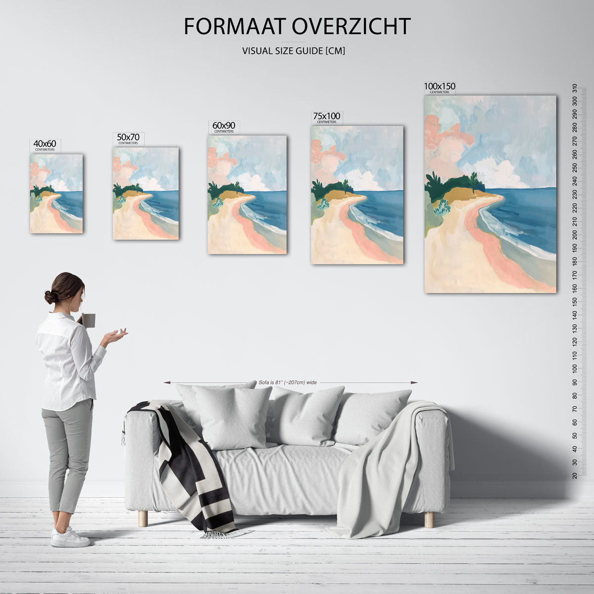 Zomerse kustlijn – staand wanddecoratie kunstwerk