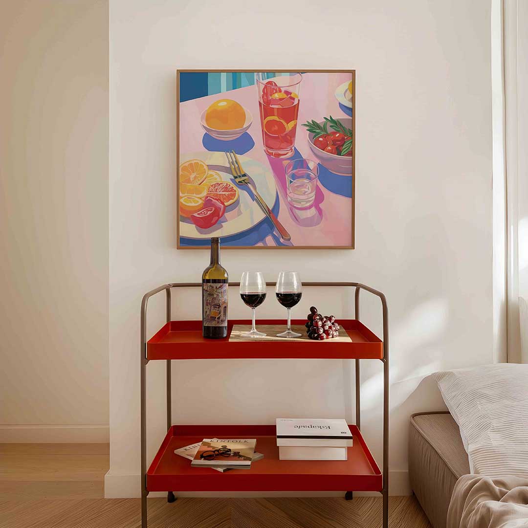 Fruit en drankjes – vierkante keuken wanddecoratie van WallArtistic