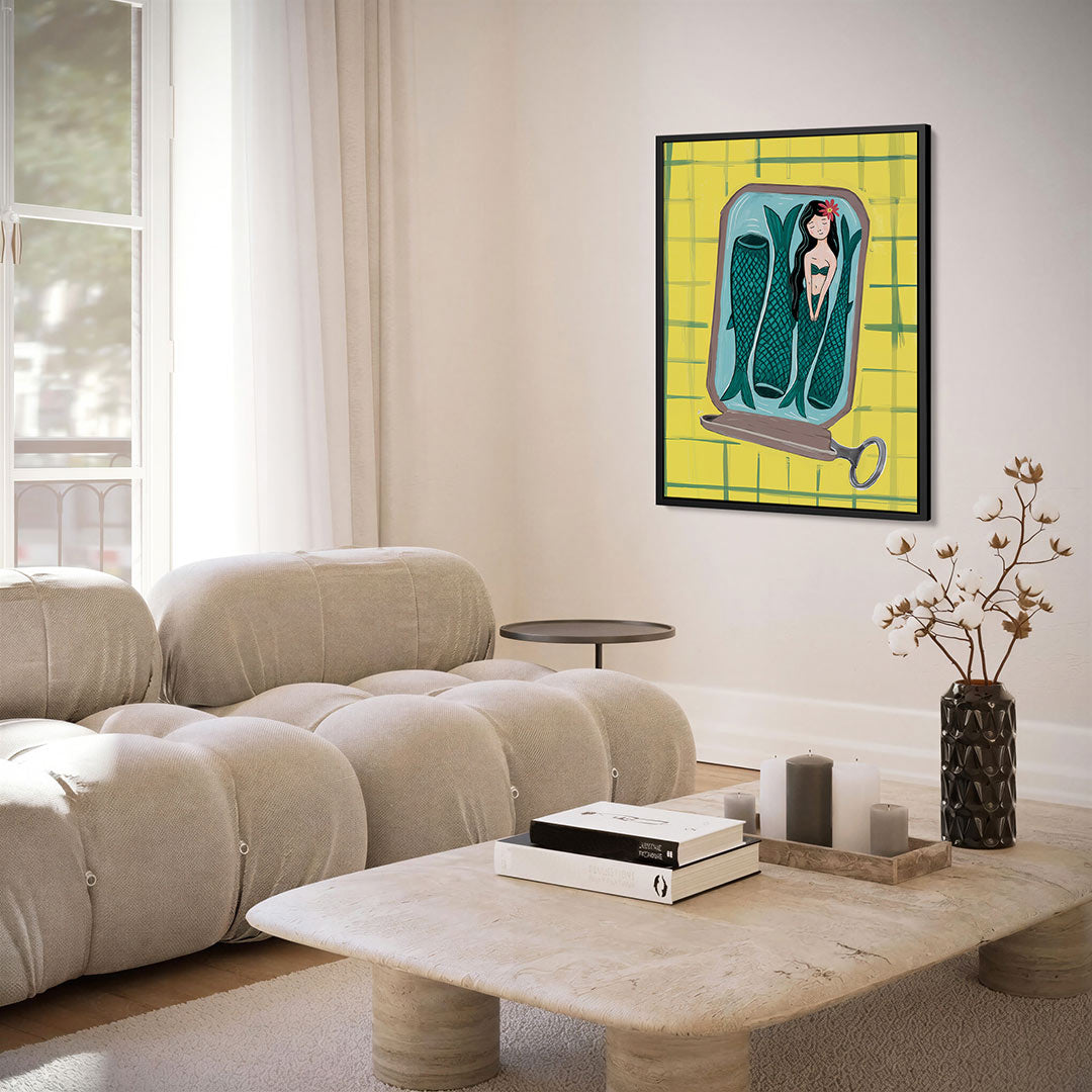 Vrolijke zeemeermin – kunstwerk als stijlvolle wanddecoratie