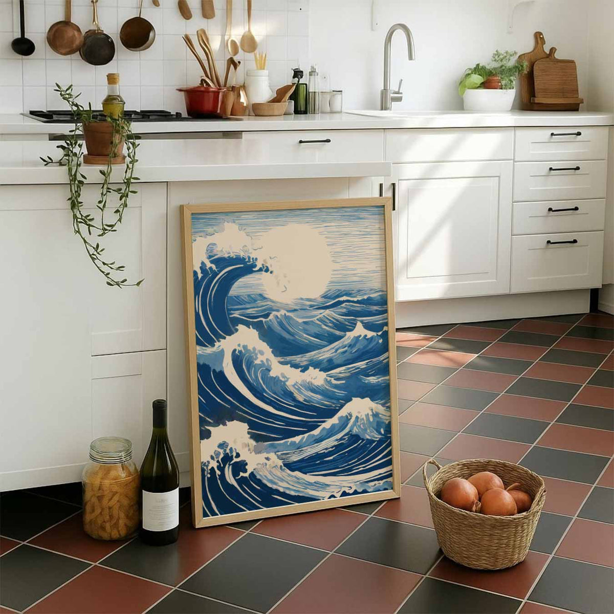 Golvende Oceaankunst – staande muurposter met zomerse uitstraling