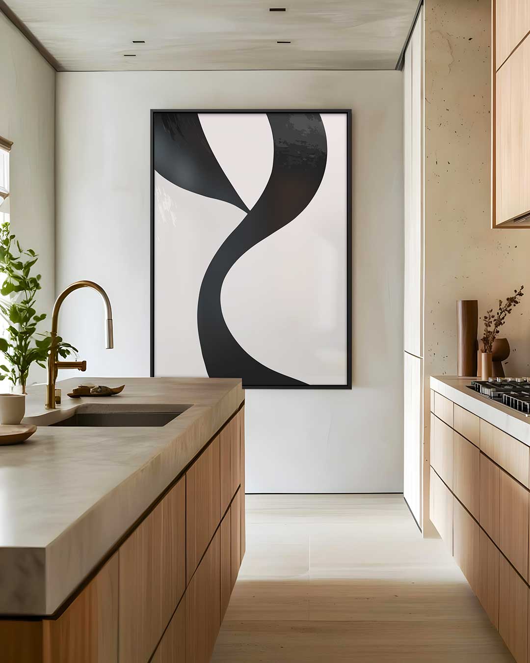 Elegant Contrast – dibond wanddecoratie in staand formaat