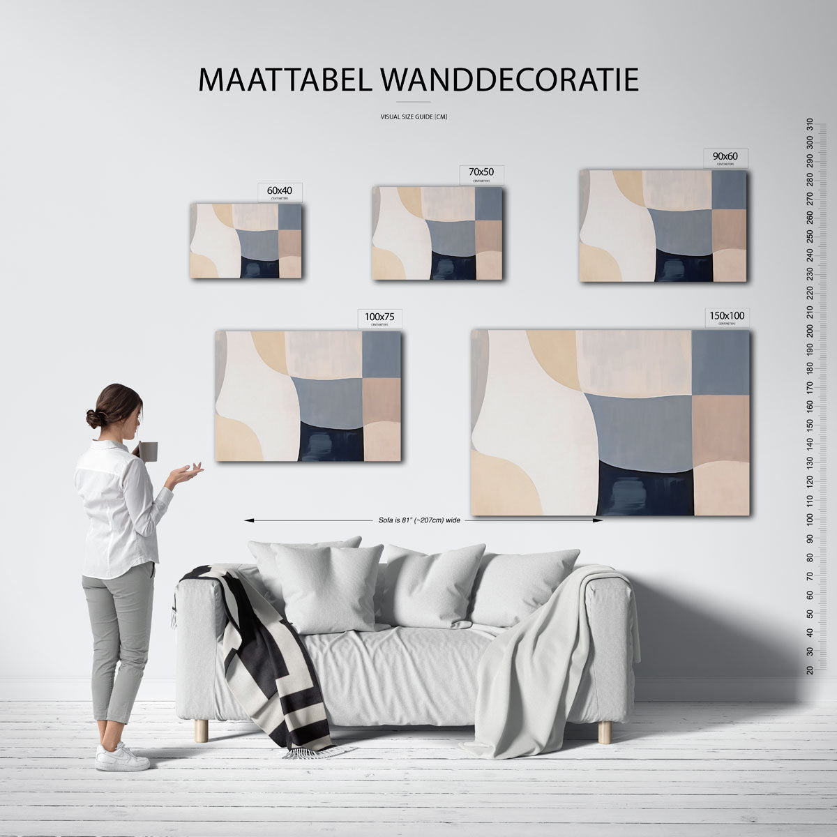 Organische vormen compositie – Creëren – moderne liggende wanddecoratie