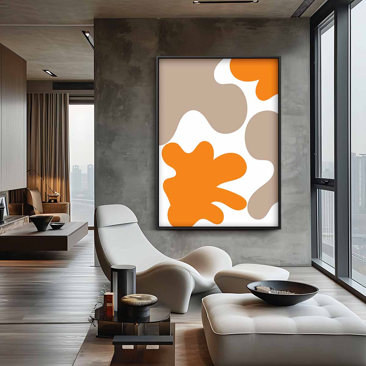 Vloeiende Vormen Abstract – canvas wanddecoratie in portret formaat